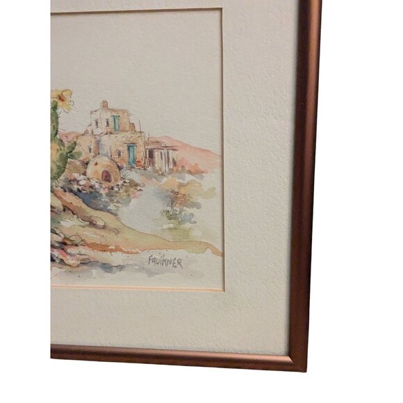 Watercolor Painting Signed By Faulkner With Copper Frame 10.5" X 8" - Picture 7 of 11
